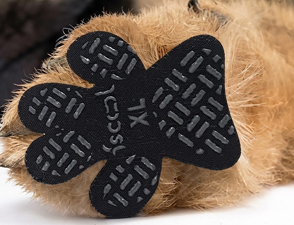 A grip pad on a dog's paw
